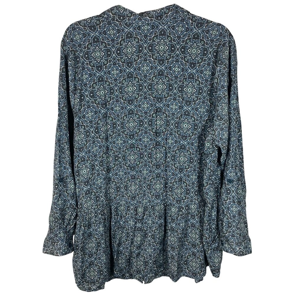 Catherines Peplum Geometric Print Button Up Shirt… - image 2